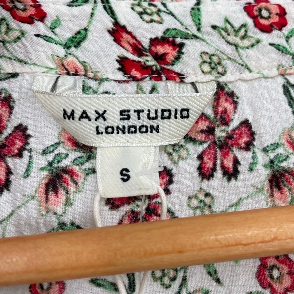 NEW Max Studio Small Floral Maxi Dress Smocked Waist Ruffle Sleeve Cottagecore - Picture 10 of 12
